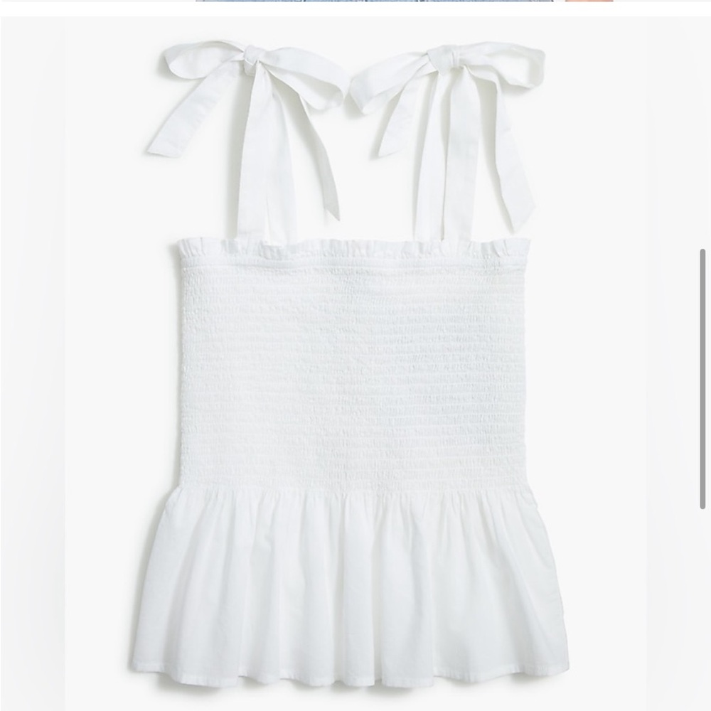 J.Crew Smocked WHITE Square neck top XL NWT